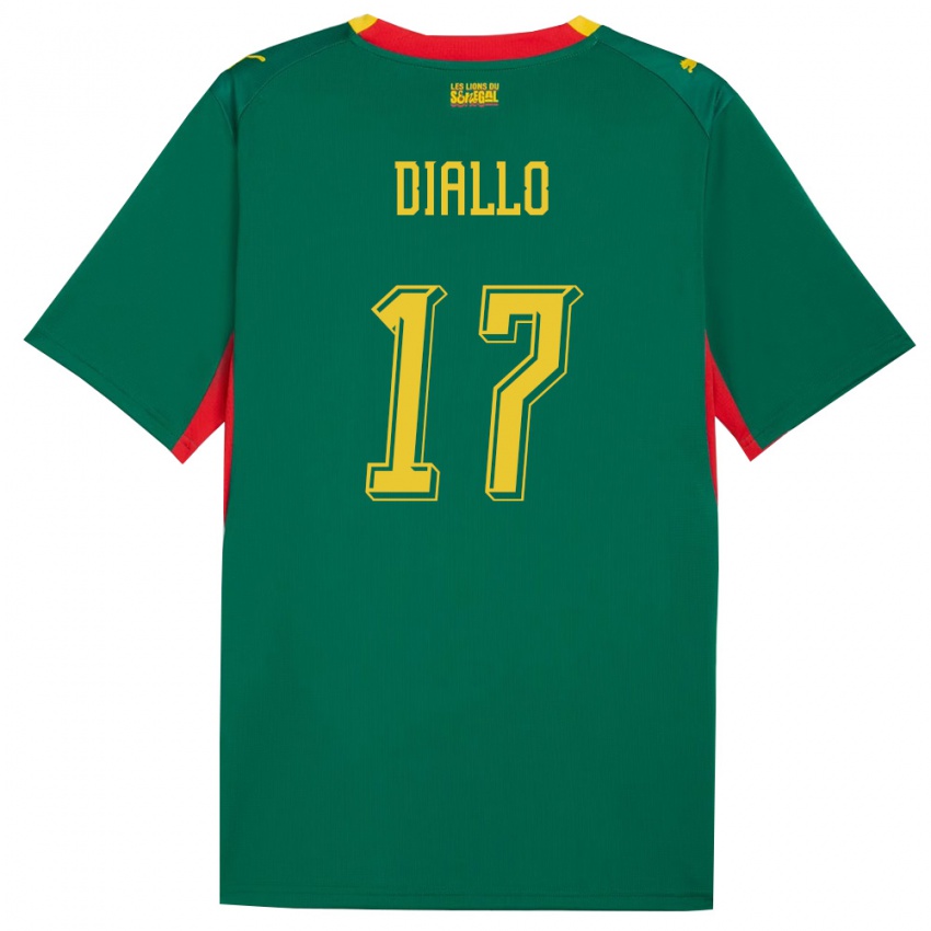 ילדים סנגל איברהימה דיאלו #17 ירוק צהוב אדום הרחק ג'רזי 26-28 חולצה קצרה