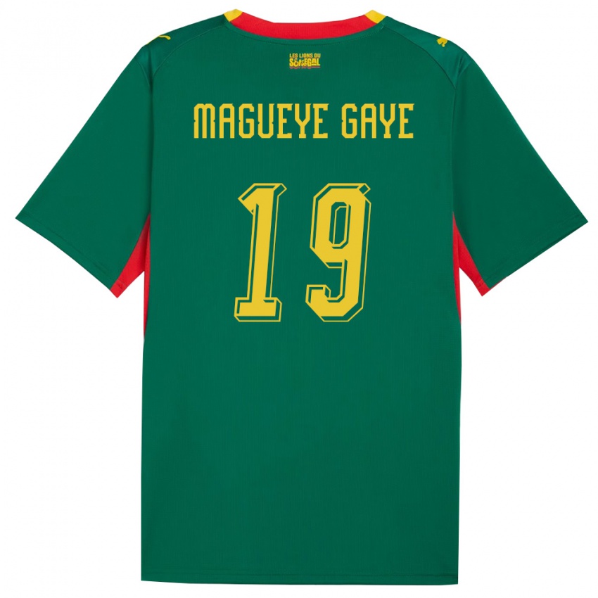 ילדים סנגל Papa Magueye Gaye #19 ירוק צהוב אדום הרחק ג'רזי 26-28 חולצה קצרה