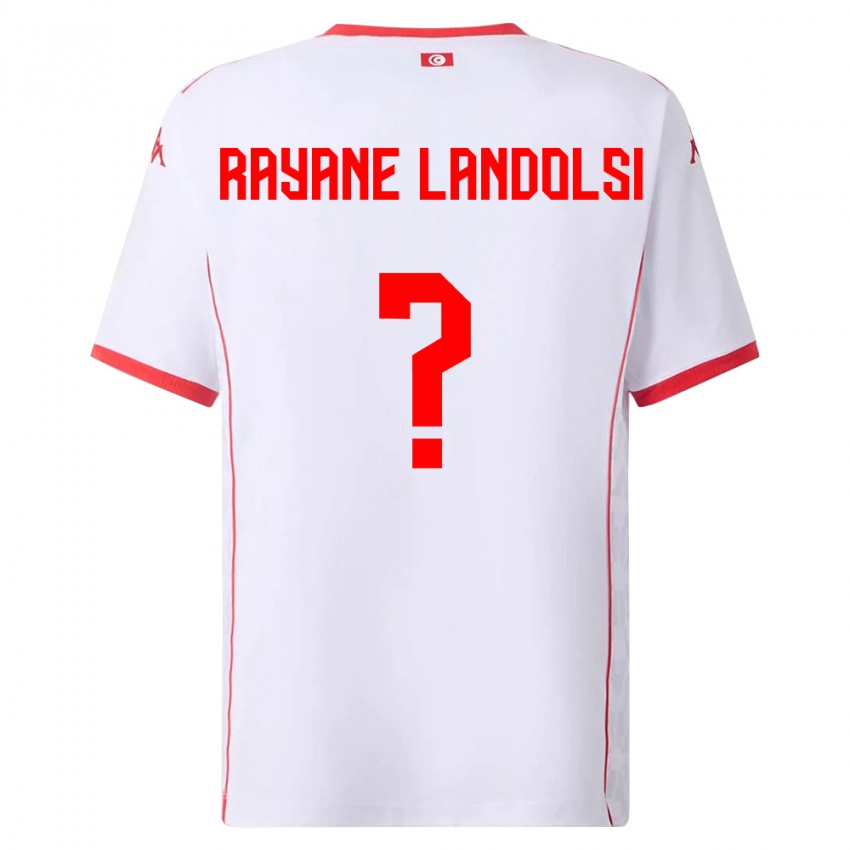 ילדים תוניסיה Mohamed Rayane Landolsi #0 לבן אדום הרחק ג'רזי 26-28 חולצה קצרה