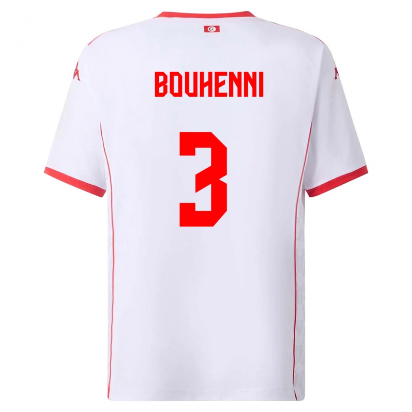 ילדים תוניסיה Rayen Bouhenni #3 לבן אדום הרחק ג'רזי 26-28 חולצה קצרה