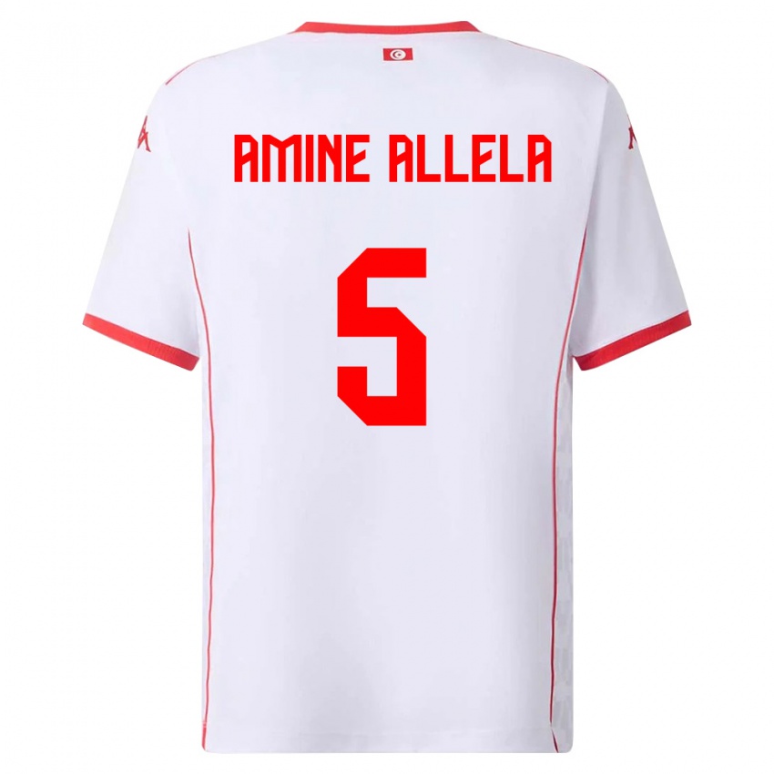 ילדים תוניסיה Mohamed Amine Allela #5 לבן אדום הרחק ג'רזי 26-28 חולצה קצרה