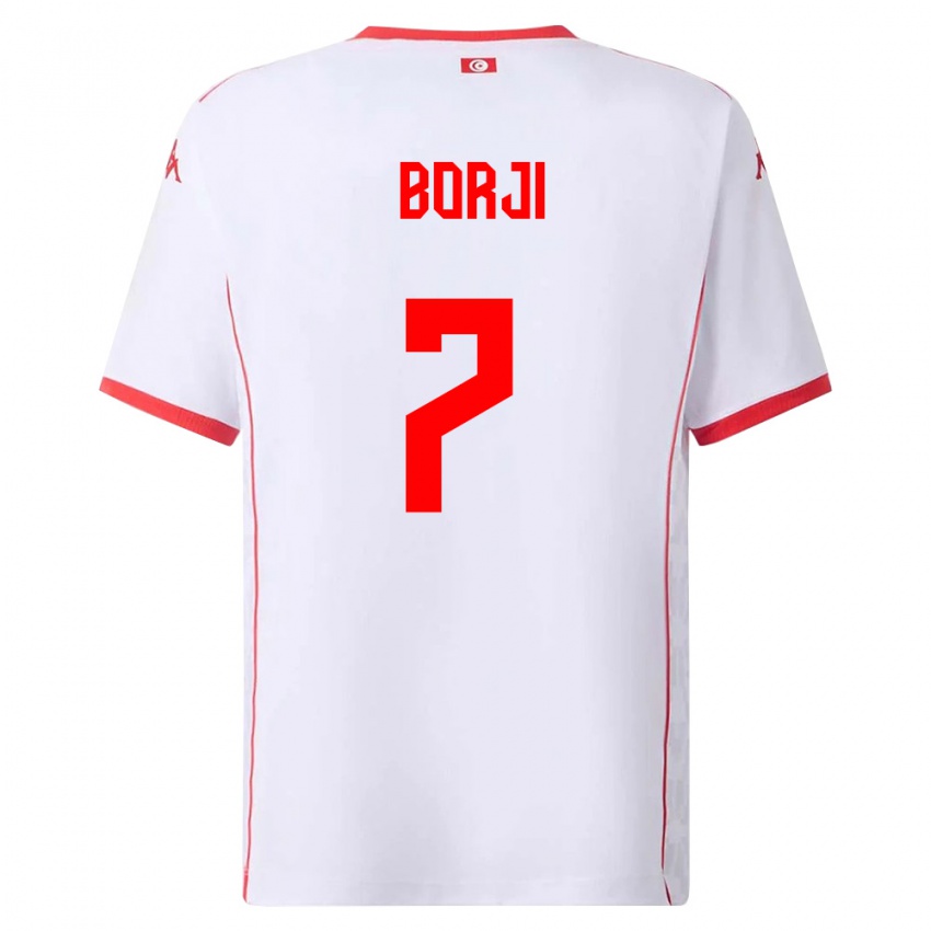 ילדים תוניסיה Adem Borji #7 לבן אדום הרחק ג'רזי 26-28 חולצה קצרה