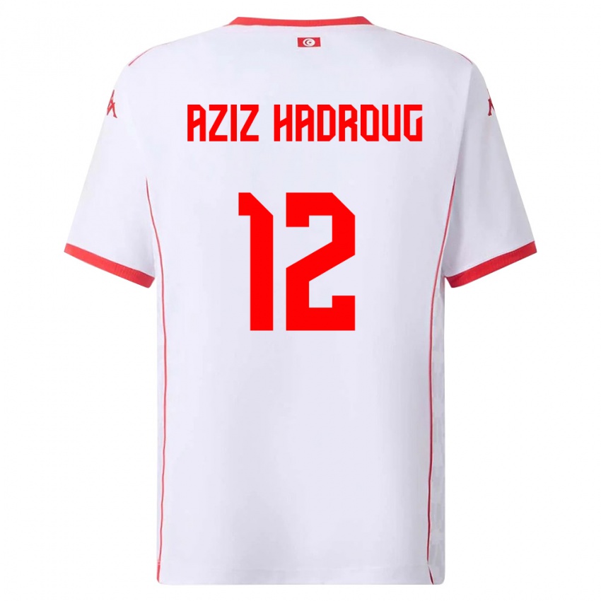 ילדים תוניסיה Mohamed Aziz Hadroug #12 לבן אדום הרחק ג'רזי 26-28 חולצה קצרה