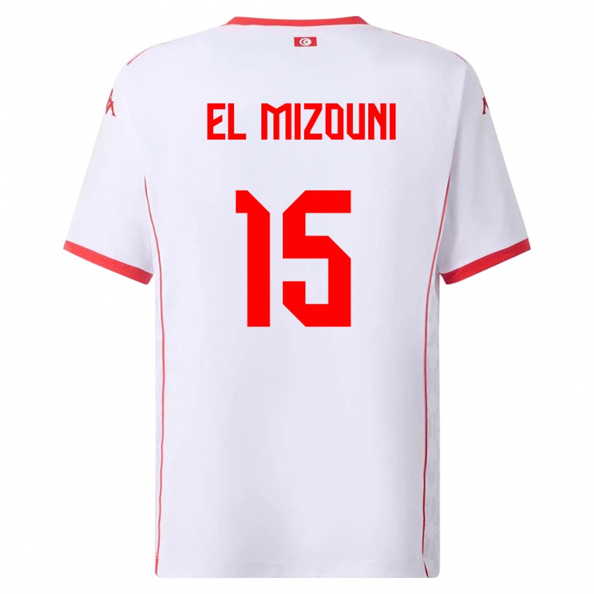 ילדים תוניסיה Idris El Mizouni #15 לבן אדום הרחק ג'רזי 26-28 חולצה קצרה