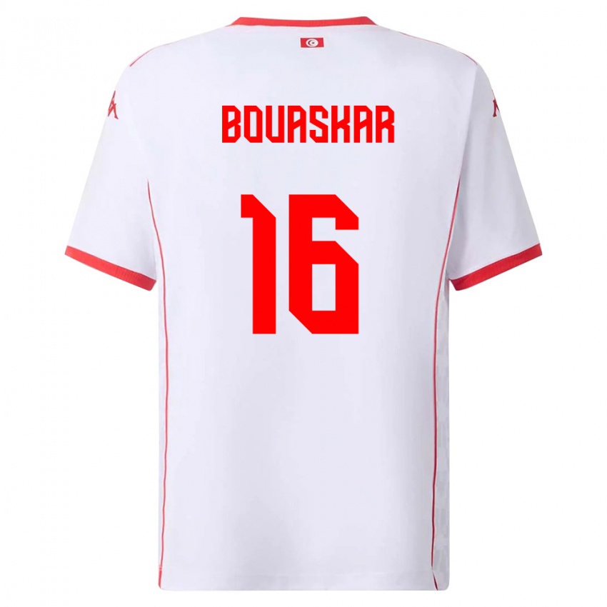 ילדים תוניסיה Slim Bouaskar #16 לבן אדום הרחק ג'רזי 26-28 חולצה קצרה