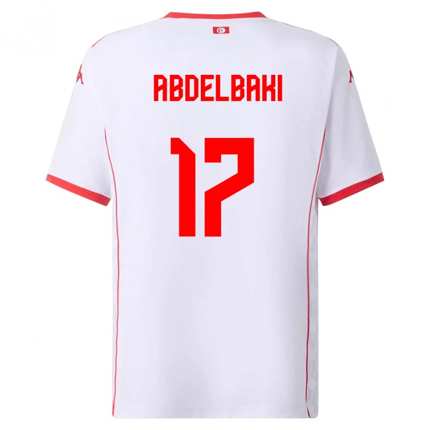 ילדים תוניסיה Aziz Abdelbaki #17 לבן אדום הרחק ג'רזי 26-28 חולצה קצרה