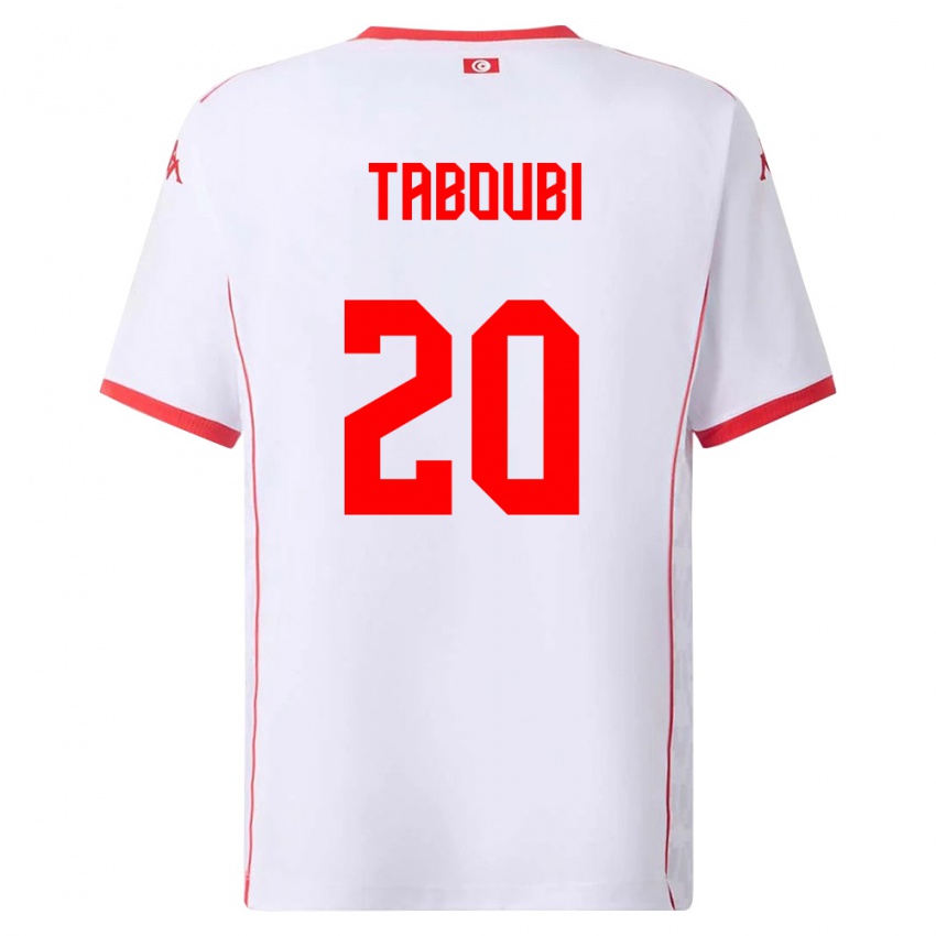 ילדים תוניסיה Ayhem Taboubi #20 לבן אדום הרחק ג'רזי 26-28 חולצה קצרה