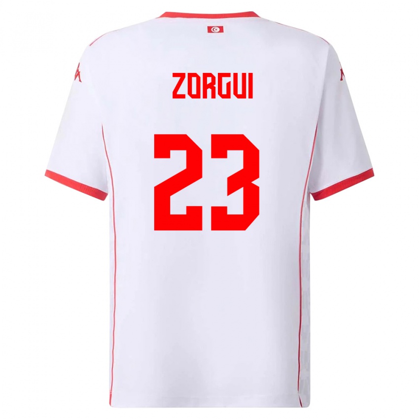 ילדים תוניסיה Sofyane Zorgui #23 לבן אדום הרחק ג'רזי 26-28 חולצה קצרה