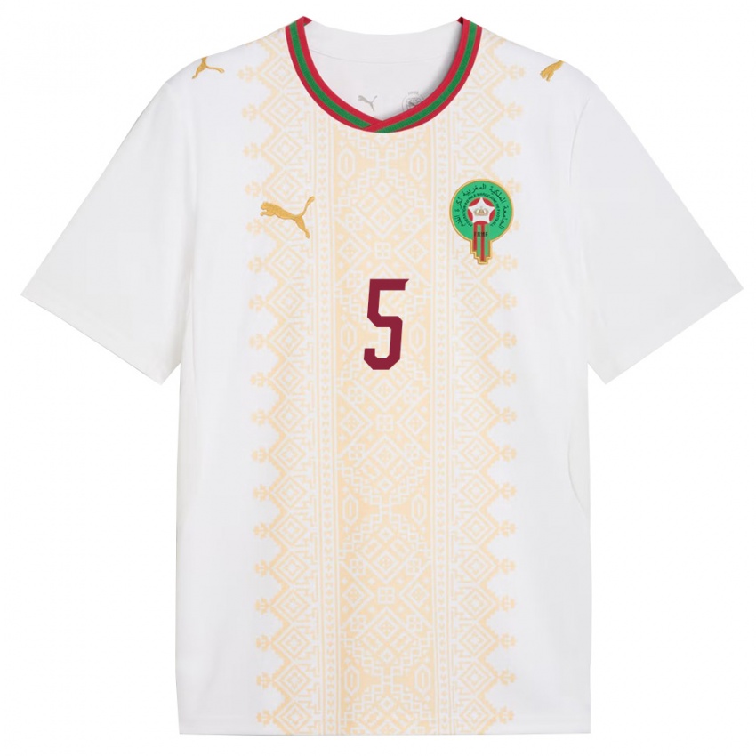 ילדים מָרוֹקוֹ ג'וואד ימיק #5 לבן זהב אדום הרחק ג'רזי 26-28 חולצה קצרה