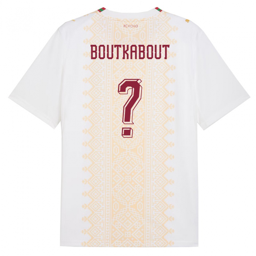 ילדים מָרוֹקוֹ Amir Boutkabout #0 לבן זהב אדום הרחק ג'רזי 26-28 חולצה קצרה