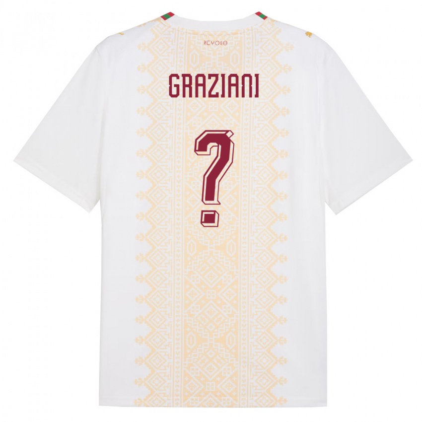 ילדים מָרוֹקוֹ Kelyan Graziani #0 לבן זהב אדום הרחק ג'רזי 26-28 חולצה קצרה