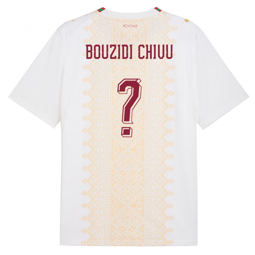 ילדים מָרוֹקוֹ Rayan Bouzidi Chivu #0 לבן זהב אדום הרחק ג'רזי 26-28 חולצה קצרה