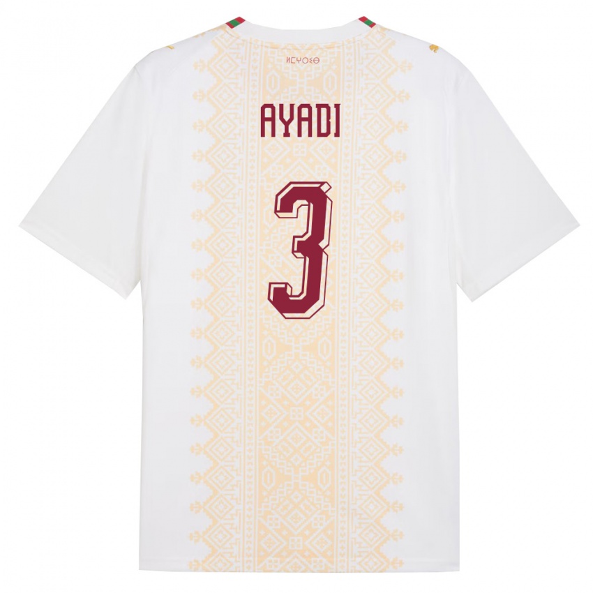 ילדים מָרוֹקוֹ אכרם עידי #3 לבן זהב אדום הרחק ג'רזי 26-28 חולצה קצרה