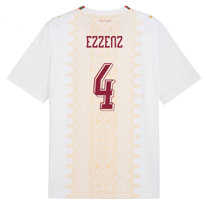 ילדים מָרוֹקוֹ Wadie Ezzenz #4 לבן זהב אדום הרחק ג'רזי 26-28 חולצה קצרה