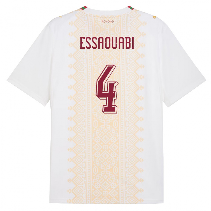 ילדים מָרוֹקוֹ Hatim Essaouabi #4 לבן זהב אדום הרחק ג'רזי 26-28 חולצה קצרה