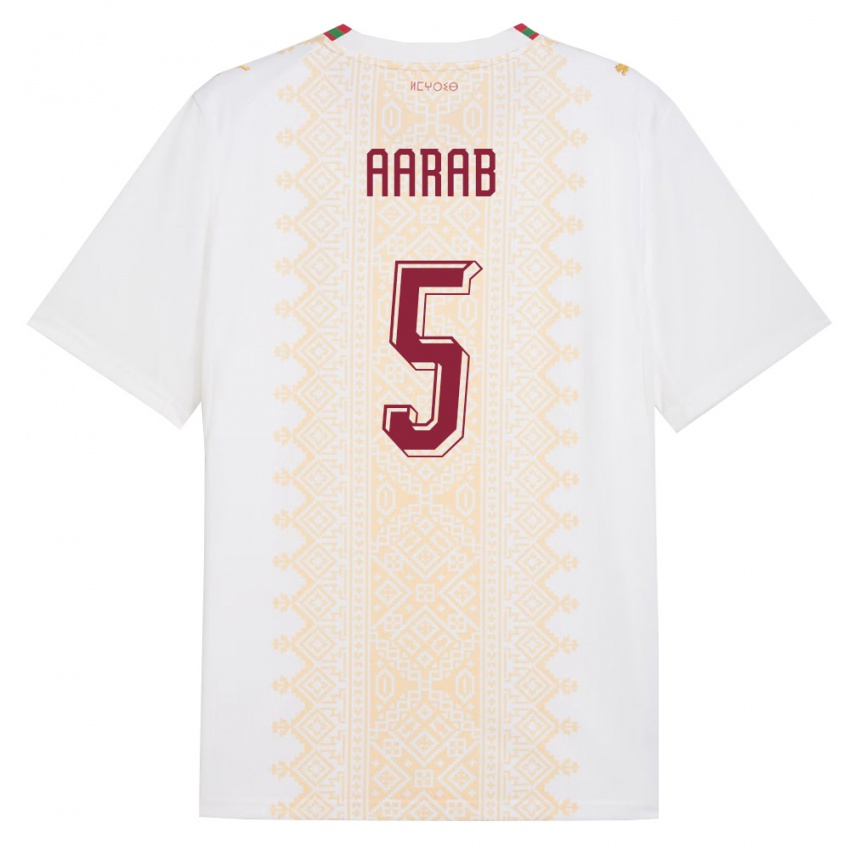 ילדים מָרוֹקוֹ Zyad Aarab #5 לבן זהב אדום הרחק ג'רזי 26-28 חולצה קצרה