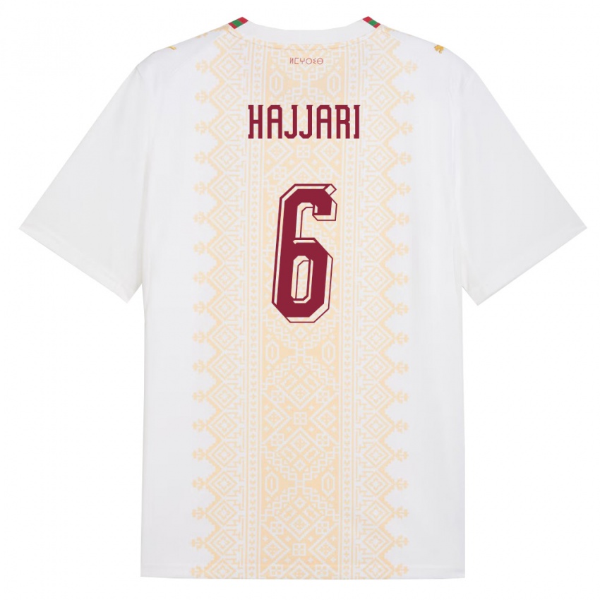 ילדים מָרוֹקוֹ Rayhan Hajjari #6 לבן זהב אדום הרחק ג'רזי 26-28 חולצה קצרה