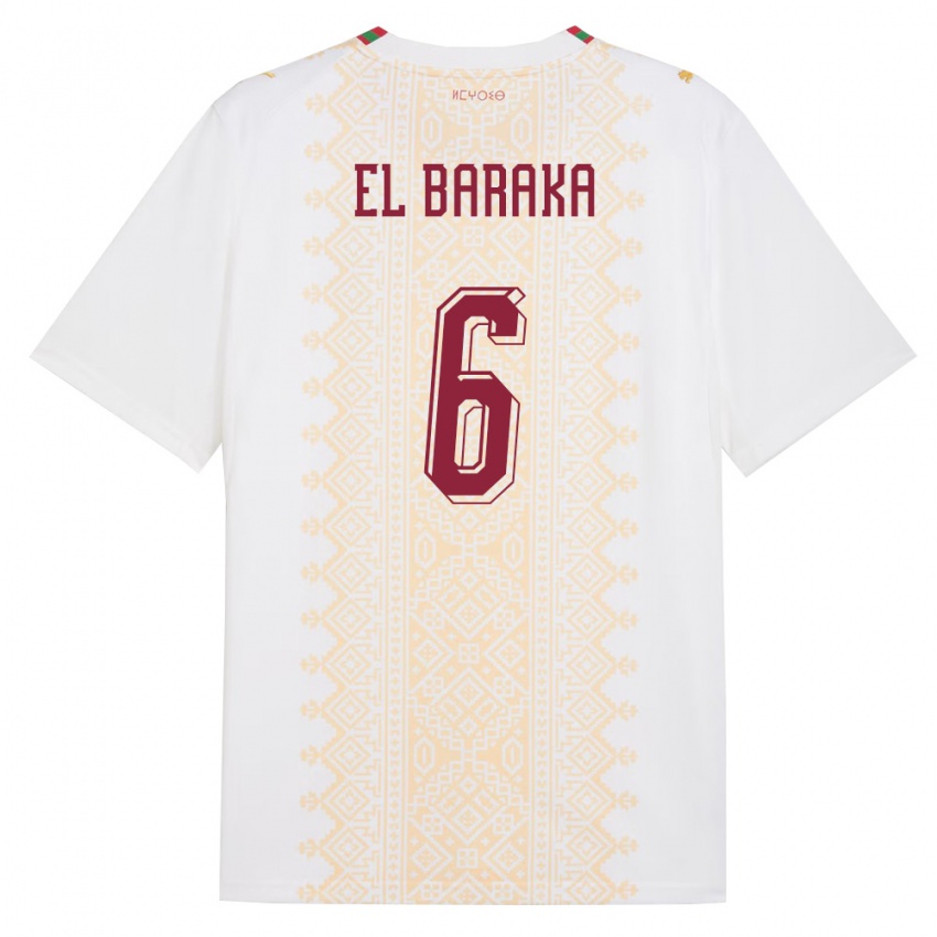 ילדים מָרוֹקוֹ Jibril El Baraka #6 לבן זהב אדום הרחק ג'רזי 26-28 חולצה קצרה