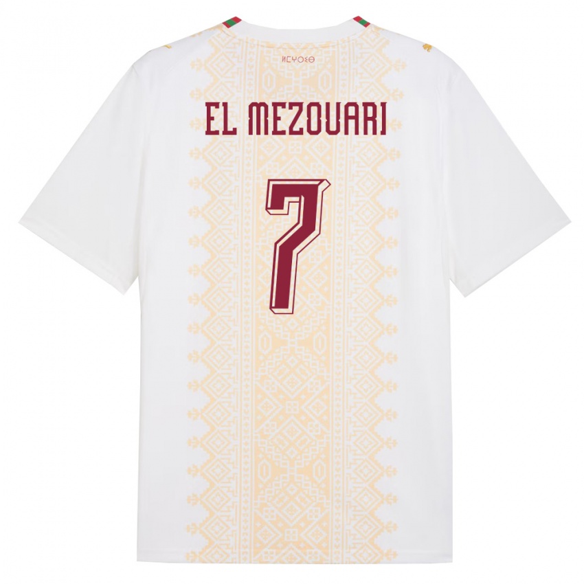 ילדים מָרוֹקוֹ Abde-Chahid El Mezouari #7 לבן זהב אדום הרחק ג'רזי 26-28 חולצה קצרה
