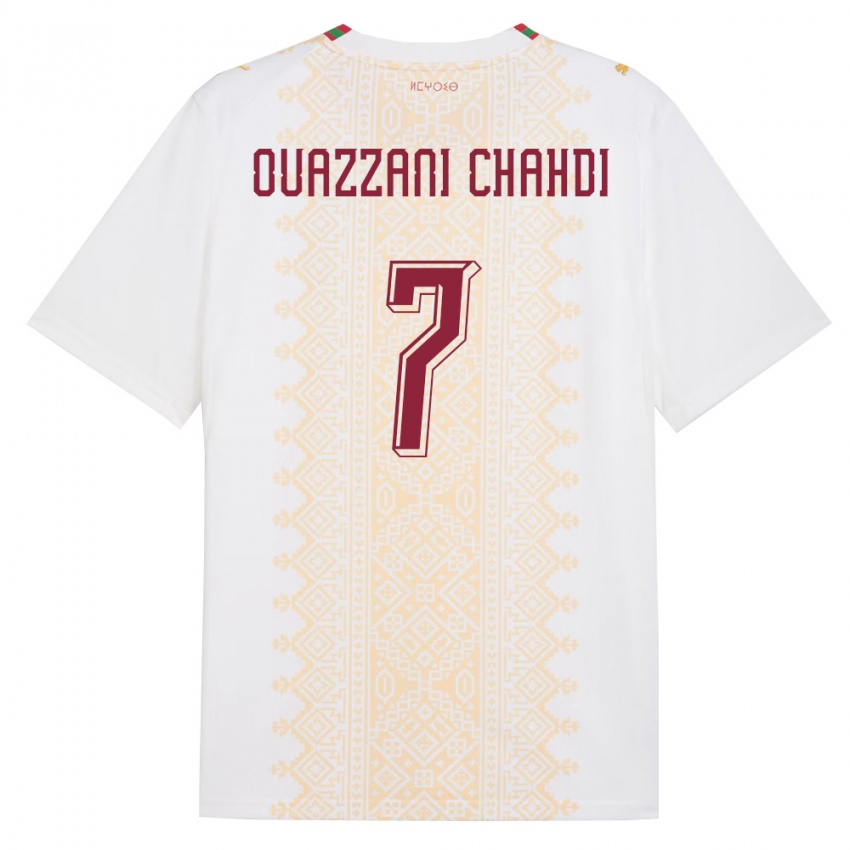 ילדים מָרוֹקוֹ פאדי וזאני ח׳די #7 לבן זהב אדום הרחק ג'רזי 26-28 חולצה קצרה