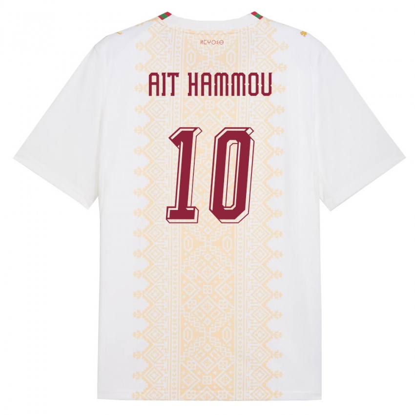 ילדים מָרוֹקוֹ Aymane Ait Hammou #10 לבן זהב אדום הרחק ג'רזי 26-28 חולצה קצרה