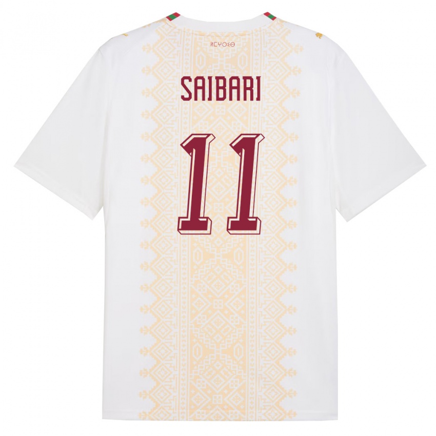 ילדים מָרוֹקוֹ איסמעיל סייברי #11 לבן זהב אדום הרחק ג'רזי 26-28 חולצה קצרה