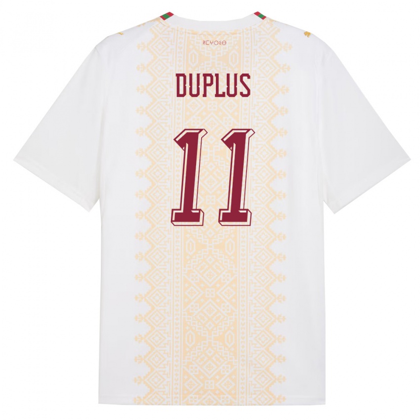 ילדים מָרוֹקוֹ Souleymane Duplus #11 לבן זהב אדום הרחק ג'רזי 26-28 חולצה קצרה