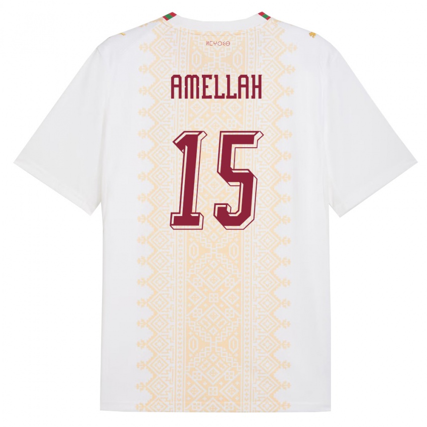 ילדים מָרוֹקוֹ סלים אמאלה #15 לבן זהב אדום הרחק ג'רזי 26-28 חולצה קצרה