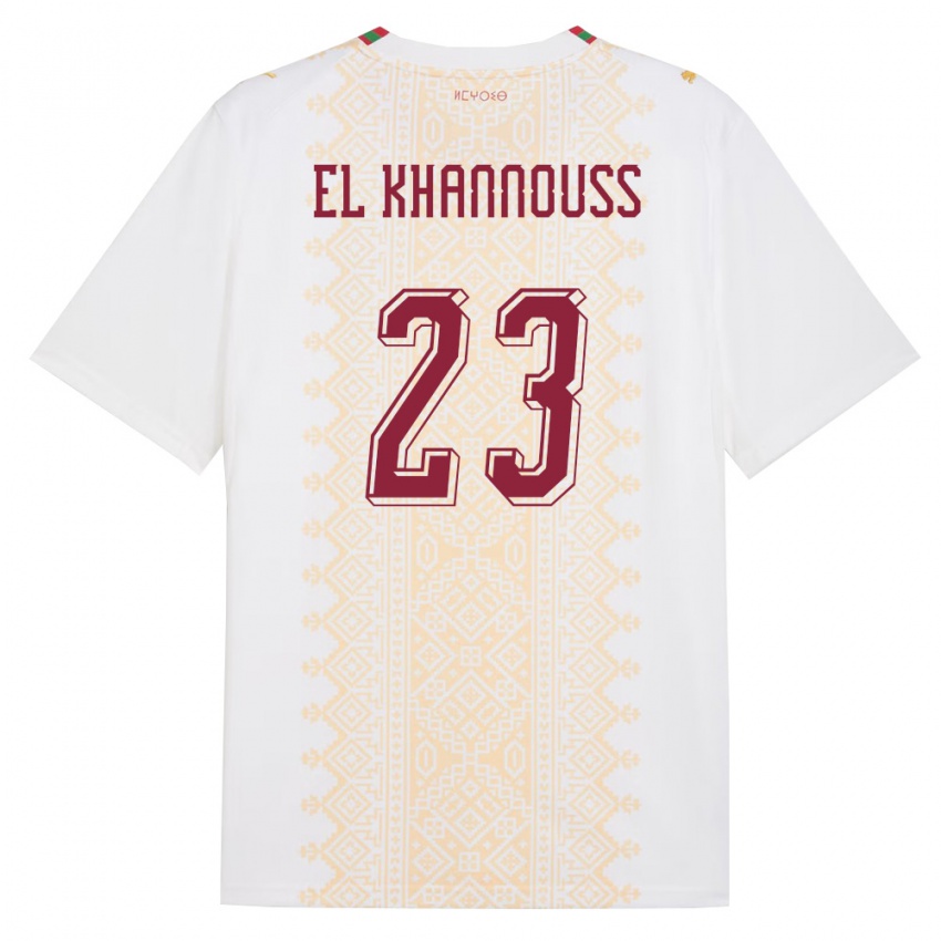 ילדים מָרוֹקוֹ בילאל אלחנוס #23 לבן זהב אדום הרחק ג'רזי 26-28 חולצה קצרה