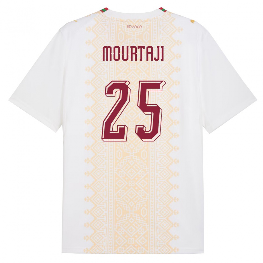 ילדים מָרוֹקוֹ חימאה מורטאג'י #25 לבן זהב אדום הרחק ג'רזי 26-28 חולצה קצרה
