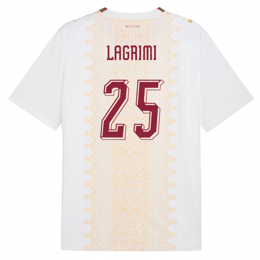 ילדים מָרוֹקוֹ Ilyass Lagrimi #25 לבן זהב אדום הרחק ג'רזי 26-28 חולצה קצרה