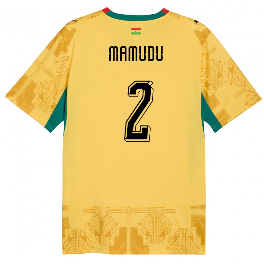 ילדים גאנה Kamaradini Mamudu #2 צהוב אדום שחור הרחק ג'רזי 26-28 חולצה קצרה
