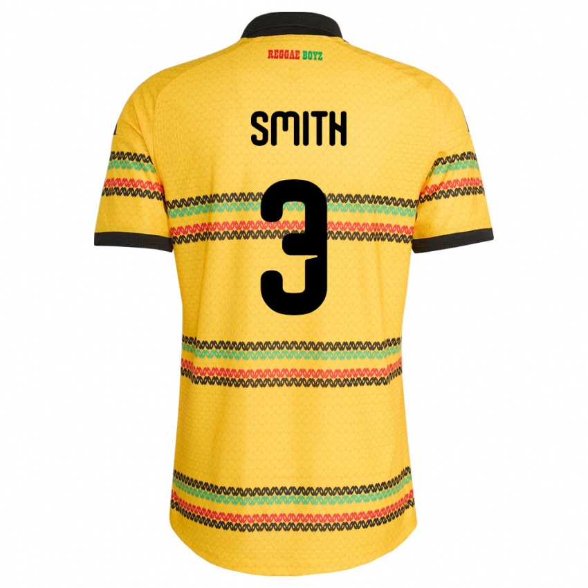 גברים ג'מייקה Kieran Smith #3 צהוב שחור ירוק ג'רזי ביתית 26-28 חולצה קצרה