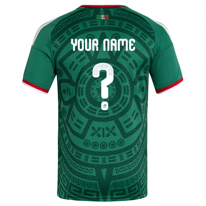 גברים מקסיקו השם שלך #0 ירוק לבן אדום ג'רזי ביתית 26-28 חולצה קצרה