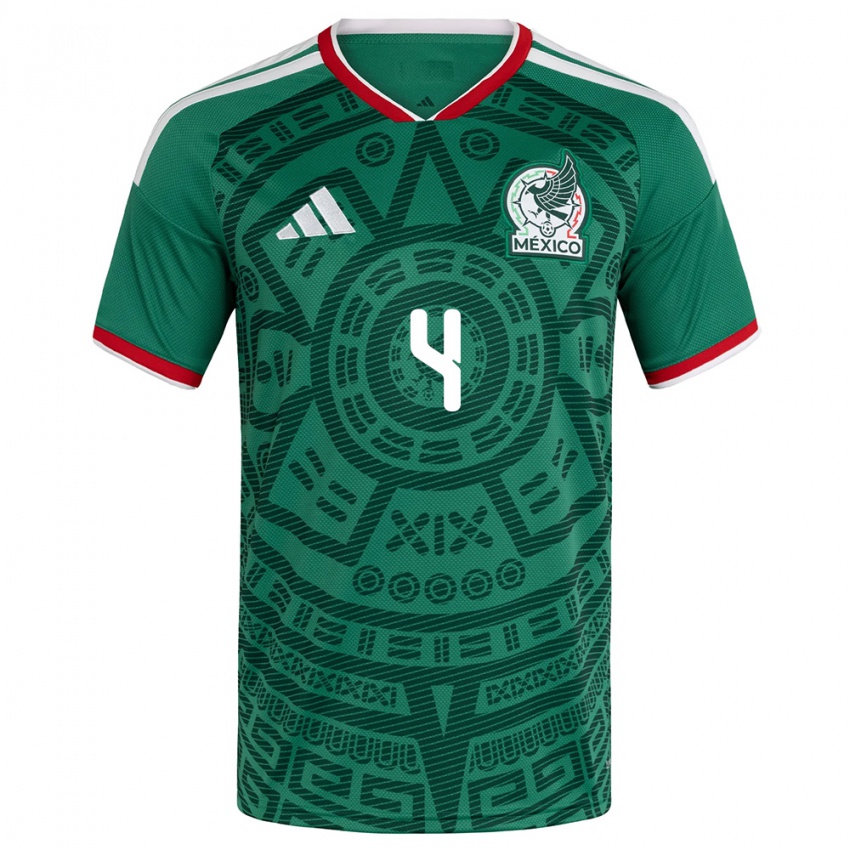 גברים מקסיקו אדסון אלווארס #4 ירוק לבן אדום ג'רזי ביתית 26-28 חולצה קצרה