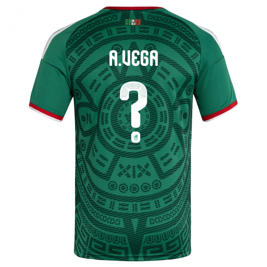 גברים מקסיקו אלכסיס וגה #0 ירוק לבן אדום ג'רזי ביתית 26-28 חולצה קצרה