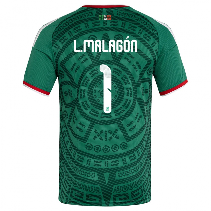 גברים מקסיקו לואיס מלאגון #1 ירוק לבן אדום ג'רזי ביתית 26-28 חולצה קצרה