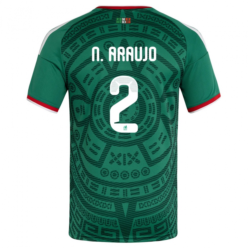 גברים מקסיקו נסטור אראוחו #2 ירוק לבן אדום ג'רזי ביתית 26-28 חולצה קצרה