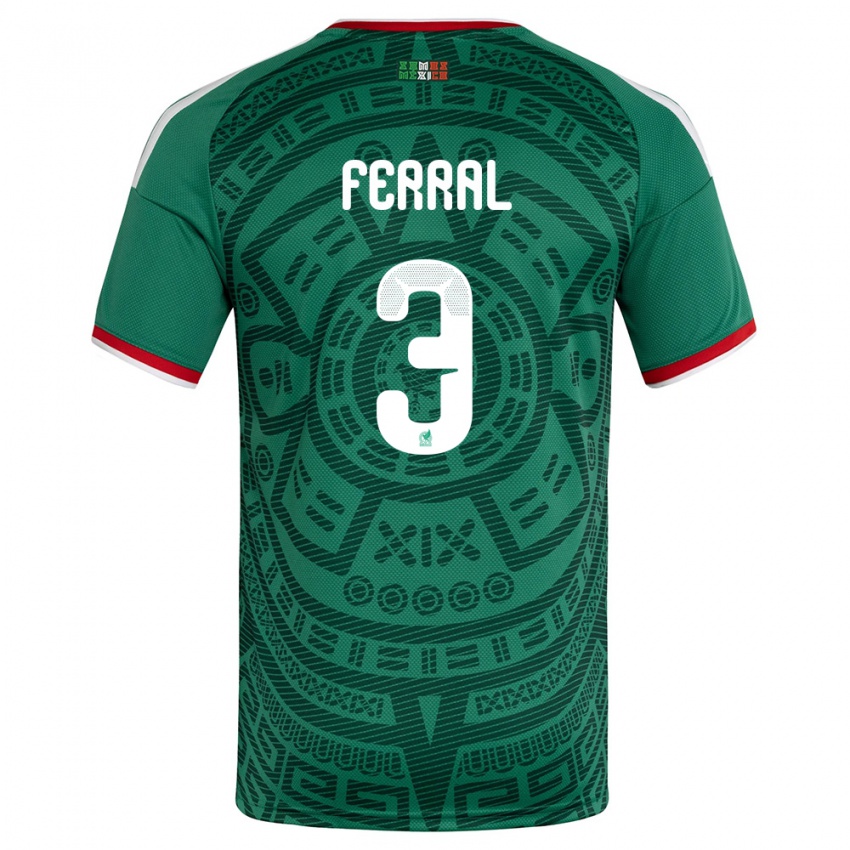 גברים מקסיקו כריסטינה פראל #3 ירוק לבן אדום ג'רזי ביתית 26-28 חולצה קצרה