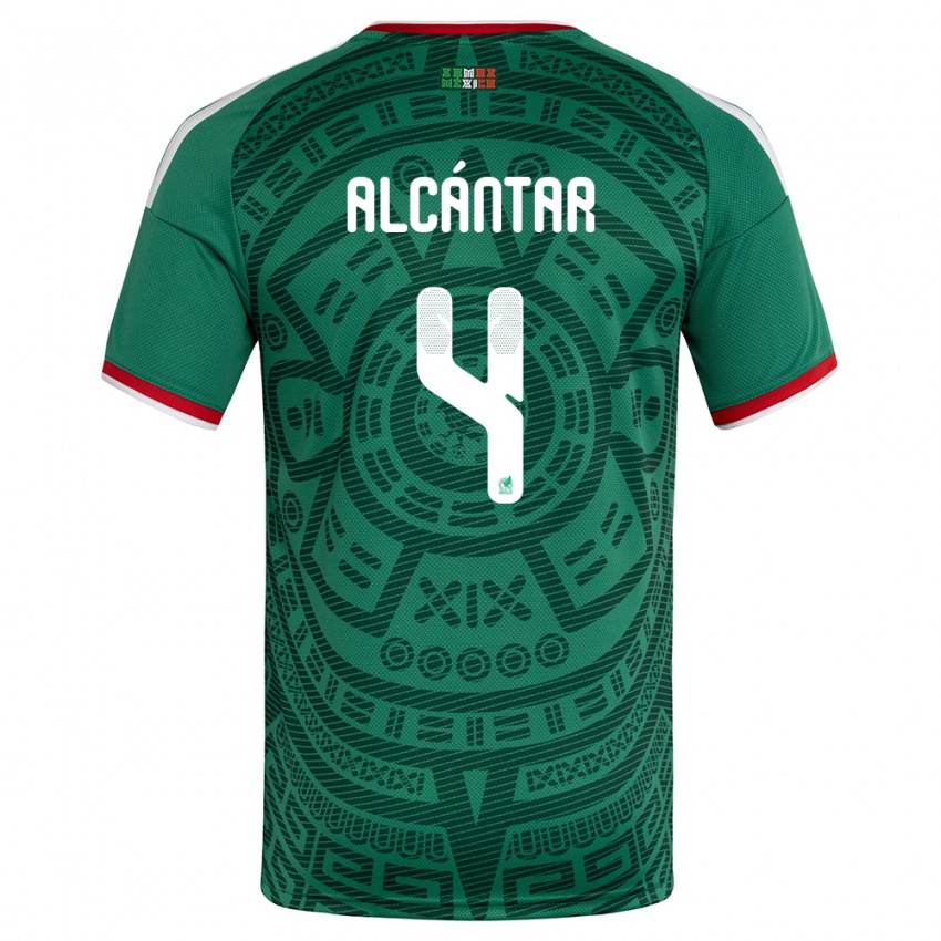 גברים מקסיקו חסוס אלקנטר #4 ירוק לבן אדום ג'רזי ביתית 26-28 חולצה קצרה