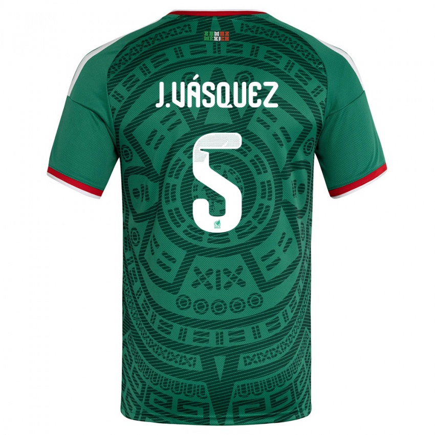 גברים מקסיקו ג׳ואן ואסקז #5 ירוק לבן אדום ג'רזי ביתית 26-28 חולצה קצרה