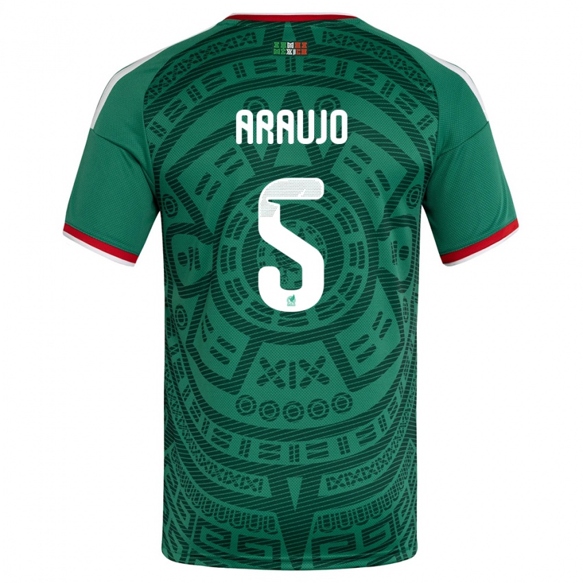 גברים מקסיקו חוליאן אראוחו #5 ירוק לבן אדום ג'רזי ביתית 26-28 חולצה קצרה