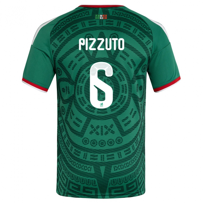 גברים מקסיקו אאוחניו פיצוטו #6 ירוק לבן אדום ג'רזי ביתית 26-28 חולצה קצרה