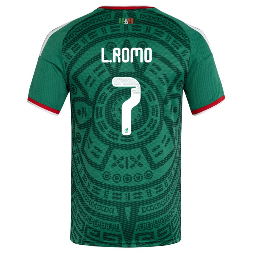 גברים מקסיקו לואיס רומו #7 ירוק לבן אדום ג'רזי ביתית 26-28 חולצה קצרה