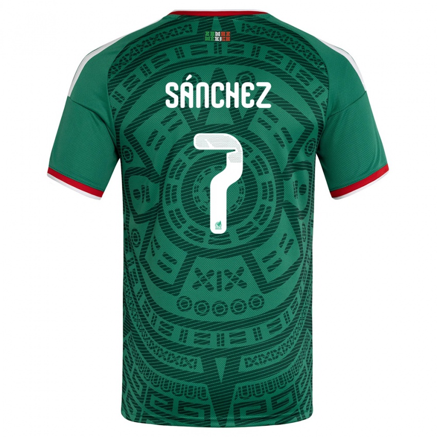 גברים מקסיקו מריה סאנצ'ז #7 ירוק לבן אדום ג'רזי ביתית 26-28 חולצה קצרה
