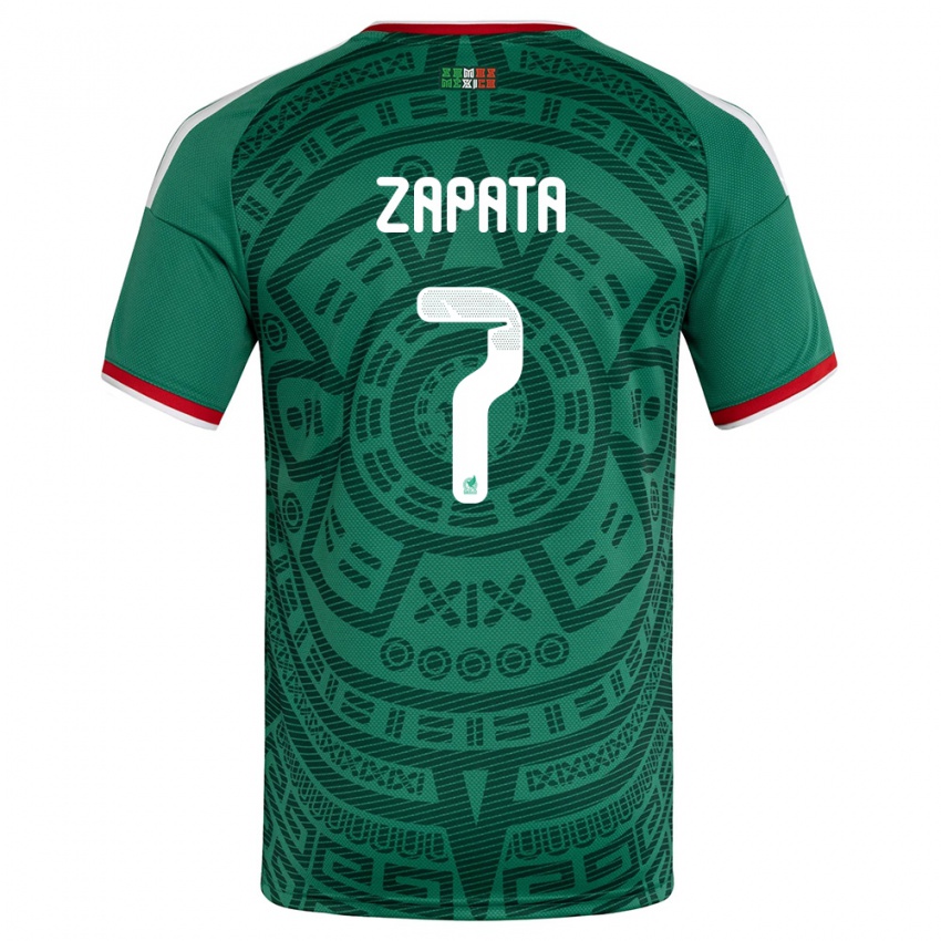 גברים מקסיקו מלאך זפאטה #7 ירוק לבן אדום ג'רזי ביתית 26-28 חולצה קצרה