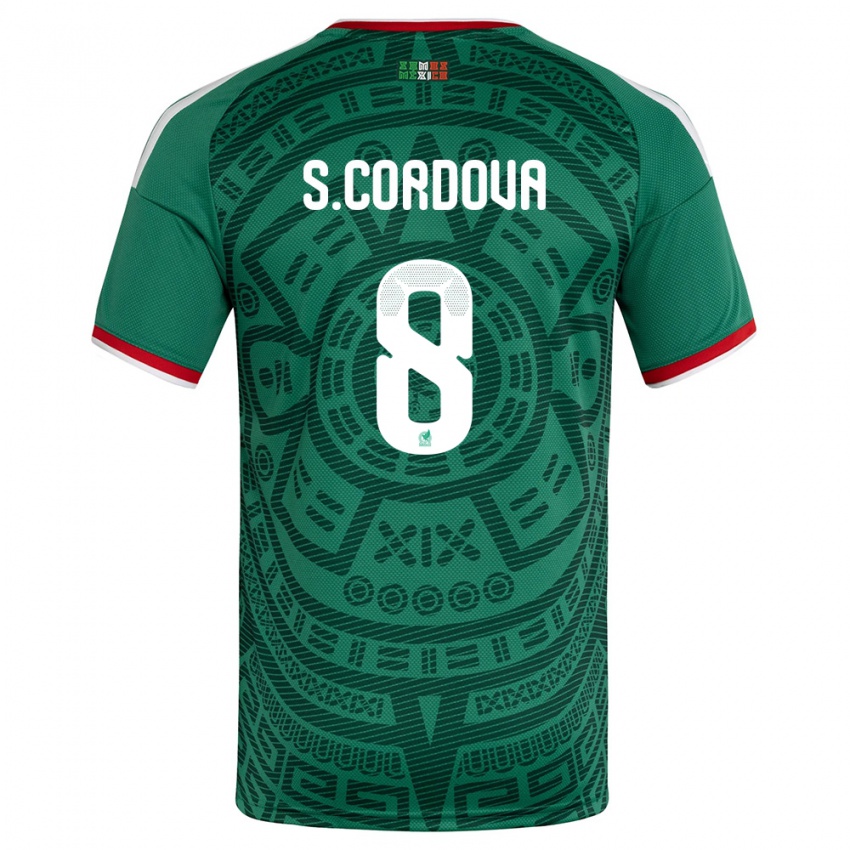 גברים מקסיקו סבסטיאן קורדובה #8 ירוק לבן אדום ג'רזי ביתית 26-28 חולצה קצרה