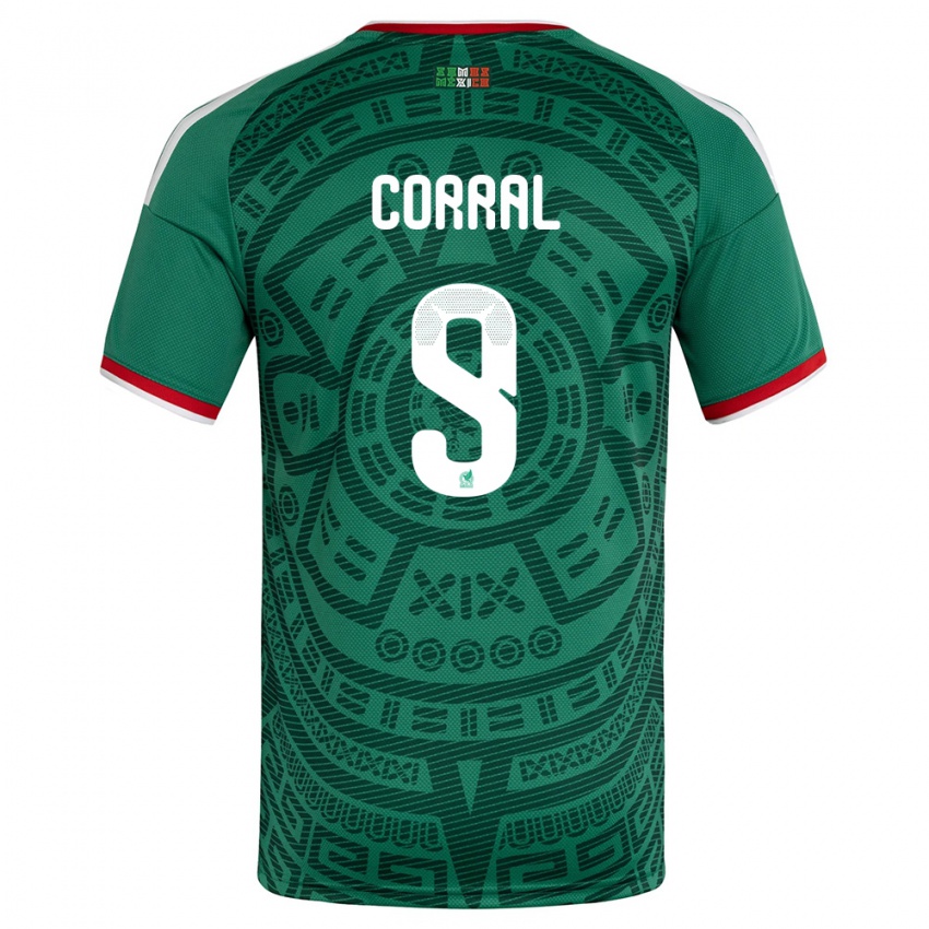 גברים מקסיקו צ'ארלין קוראל #9 ירוק לבן אדום ג'רזי ביתית 26-28 חולצה קצרה