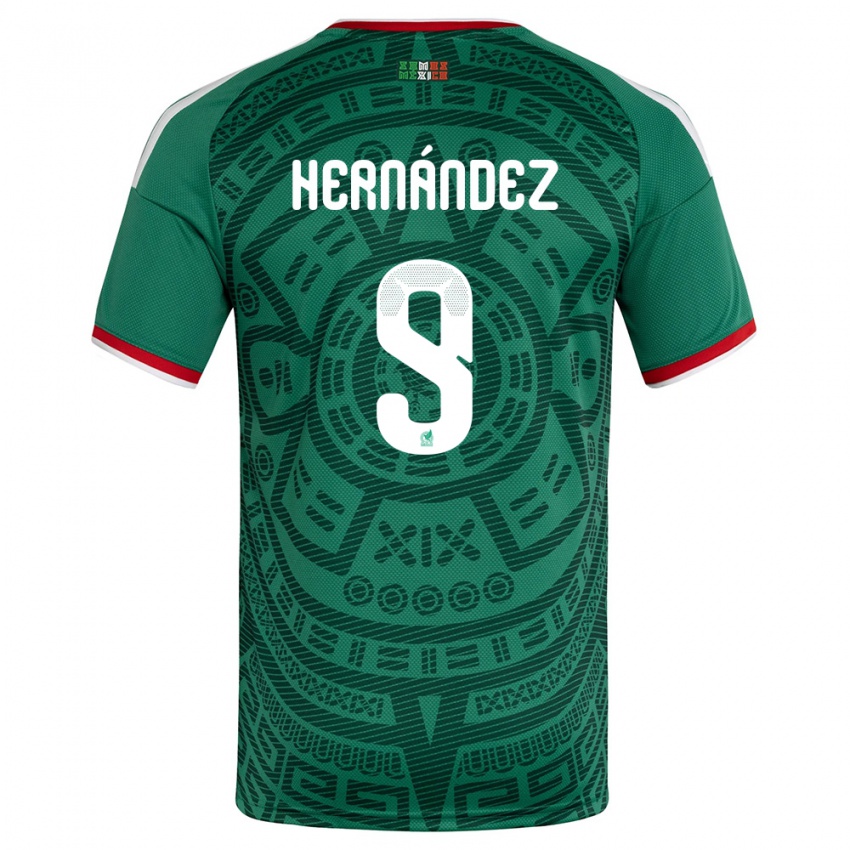גברים מקסיקו ישו הרננדז #9 ירוק לבן אדום ג'רזי ביתית 26-28 חולצה קצרה