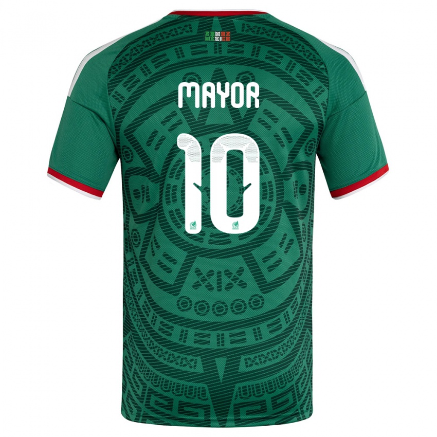 גברים מקסיקו סטפני מאיור #10 ירוק לבן אדום ג'רזי ביתית 26-28 חולצה קצרה